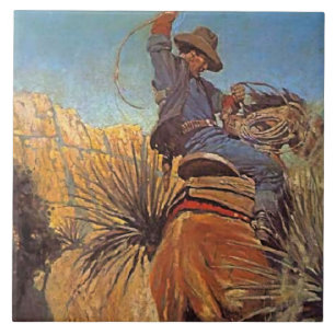 NC Wyeth Painting "Horse Jumping From Snake" Tile