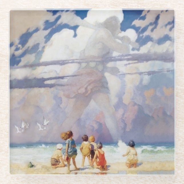 NC Wyeth The Giant Artwork Beach Coastal Glass Coaster (Front)