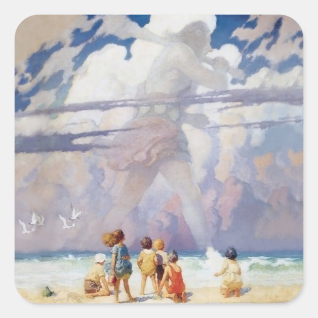 NC Wyeth The Giant Artwork Beach Coastal Square Sticker (Front)