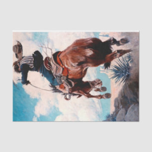 NC Wyeth Western Painting “Bucking” Tissue Paper