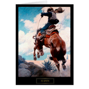NC Wyeth Wild West Painting "Bucking"
