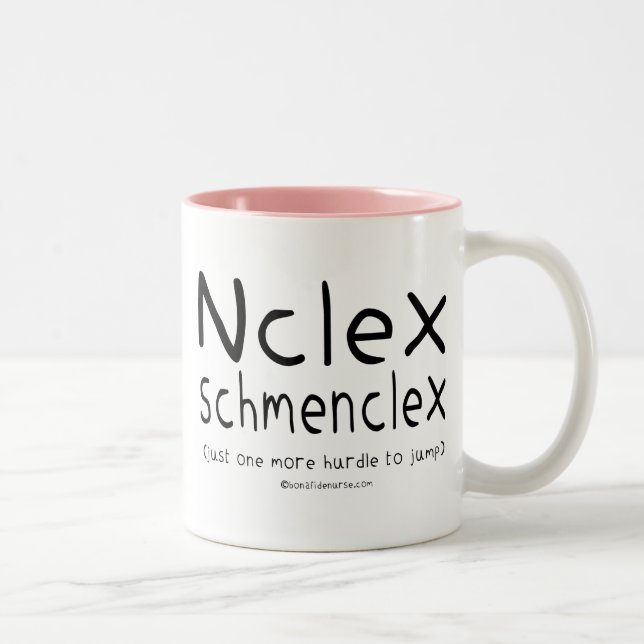NCLEX Schmenclex Nursing Exam Two-Tone Coffee Mug (Right)