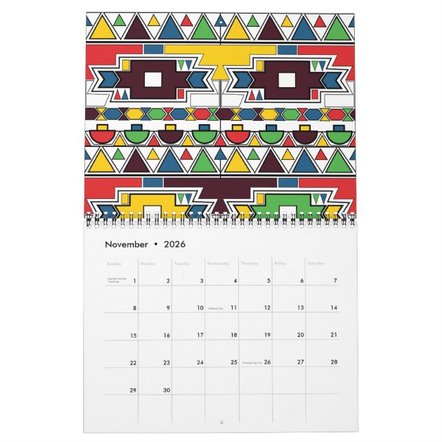 Ndebele Patterns: A Year of Vibrant Tradition Calendar (Nov 2026)