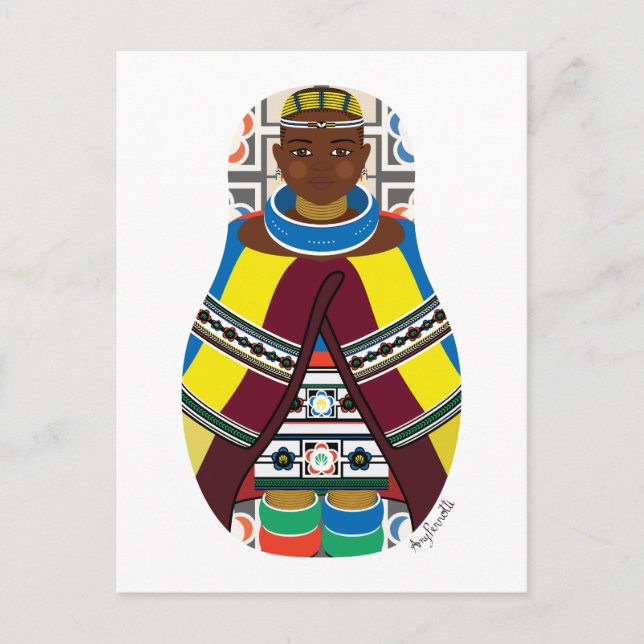 Ndebele, South African Matryoshka Postcard (Front)