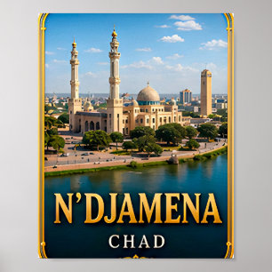 N'Djamena Chari River and Desert Horizons Poster