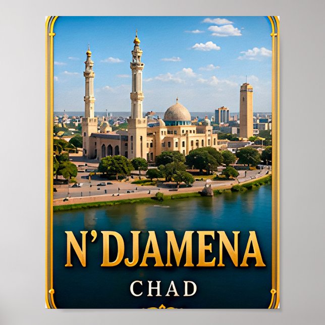 N'Djamena Chari River and Desert Horizons Poster (Front)