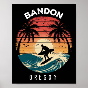 Ndon Oregon Surfboard Waves Beach Poster