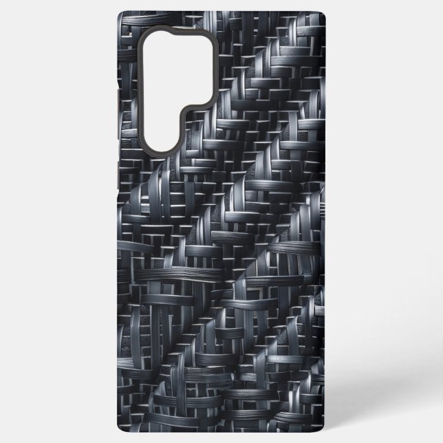ndustrial Carbon Fibre Weave Textured 3D Pattern Samsung Galaxy S22 Ultra Case (Back)