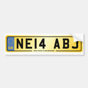 NE14 ABJ  Number Plate Bumper Sticker