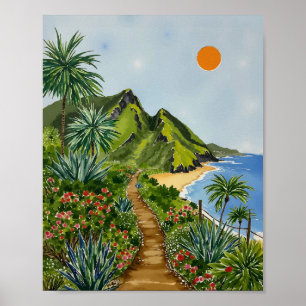 Ne Pali Coast Kauai Hawaii Watercolor Poster