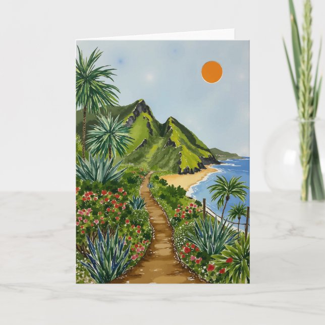 Ne Pali Coast Kauai Hawaii Watercolor Thank You Card (Front)