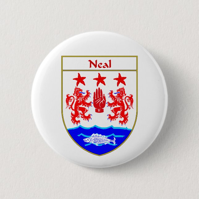 Neal Coat of Arms/Family Crest 6 Cm Round Badge (Front)
