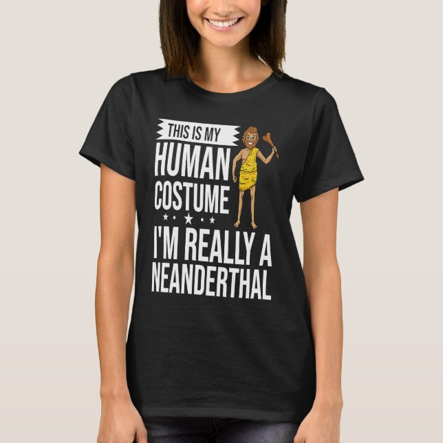 Neanderthal Caveman  Dna Woman Skull T-Shirt (Front)