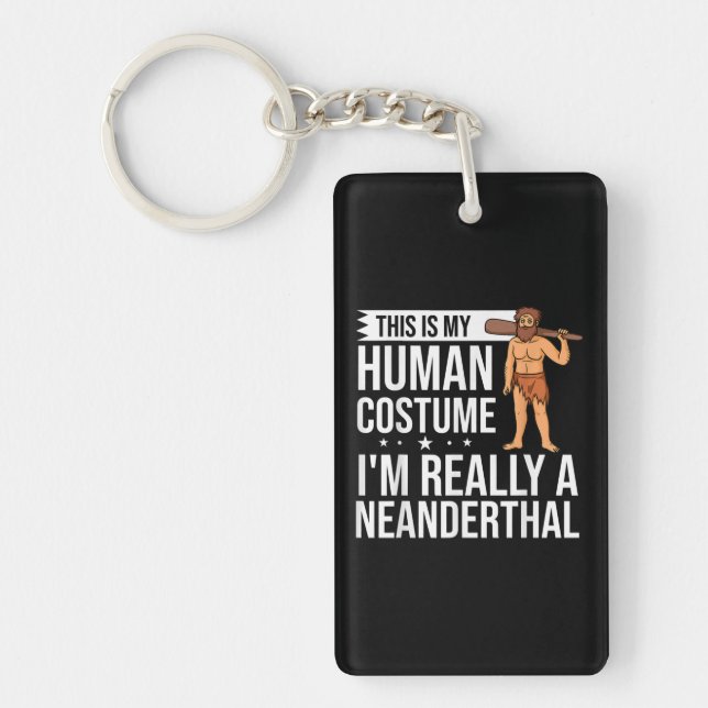 Neanderthal Caveman Woman Skull Gift Key Ring (Front)