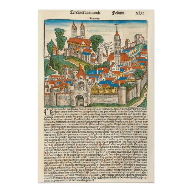 Neapolis Naples Italy Mediaeval Manuscript Poster (Front)