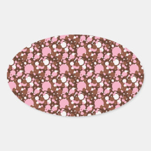 Neapolitan Dots 03 Brown M-OVAL SHAPED STICKERS