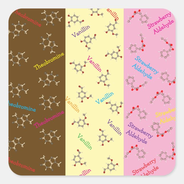 Neapolitan Ice Cream Chemistry Party Square Sticker (Front)