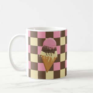 Neapolitan Ice Cream Cone Mug Chequerboard Pattern