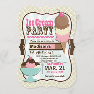 Neapolitan Ice Cream Kid's Birthday Party Invitation