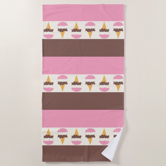 Neapolitan Ice Cream Stripe Pattern Beach Towel (Front)