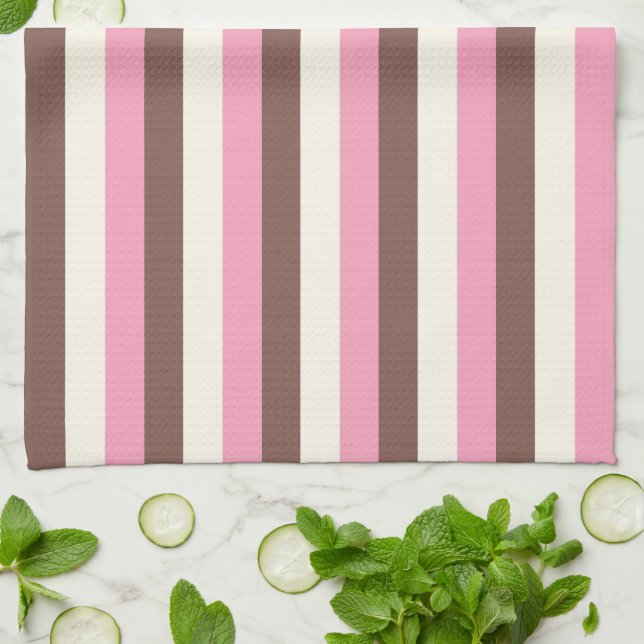 Neapolitan Ice Cream Vertical Stripe Pattern Tea Towel (Folded)