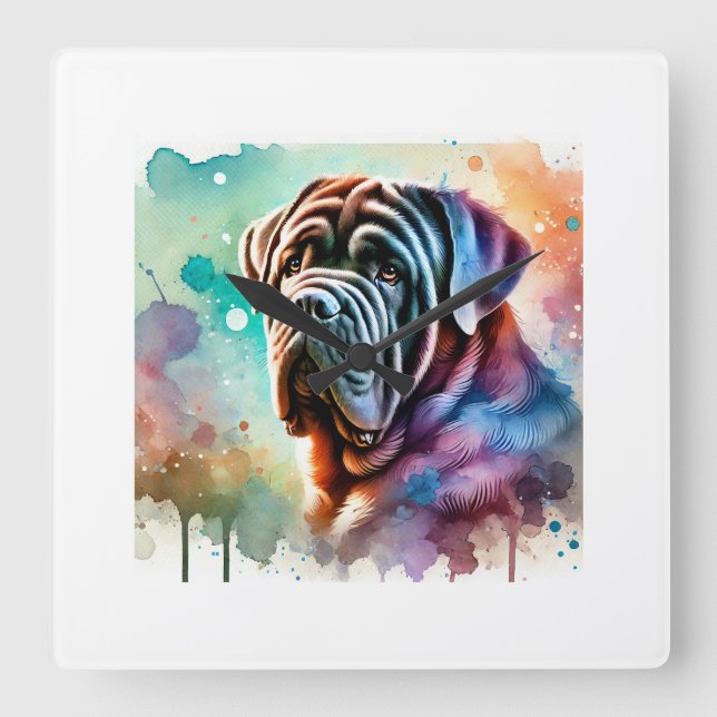 Neapolitan Mastiff 081024AREF144 - Watercolor Square Wall Clock (Front)