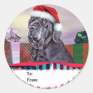 Neapolitan Mastiff Christmas Blue Gift Tags