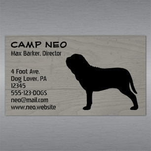 Neapolitan Mastiff Dog Silhouette Wood Grain Style Magnetic Business Card