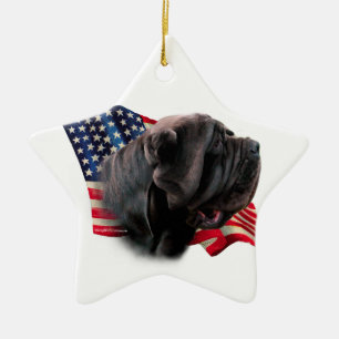 Neapolitan Mastiff Flag Ceramic Tree Decoration