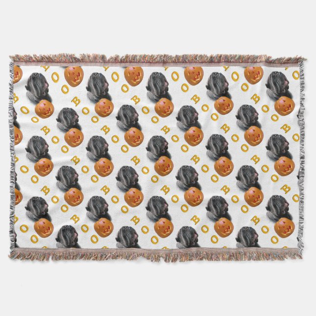 Neapolitan Mastiff Halloween BOO Throw Blanket (Front)