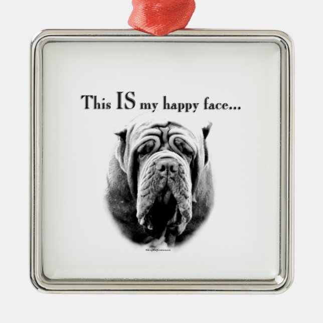 Neapolitan Mastiff Happy Face  Metal Tree Decoration (Front)