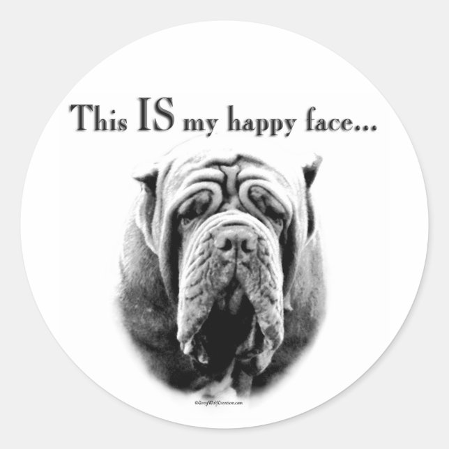 Neapolitan Mastiff Happy Face Sticker (Front)