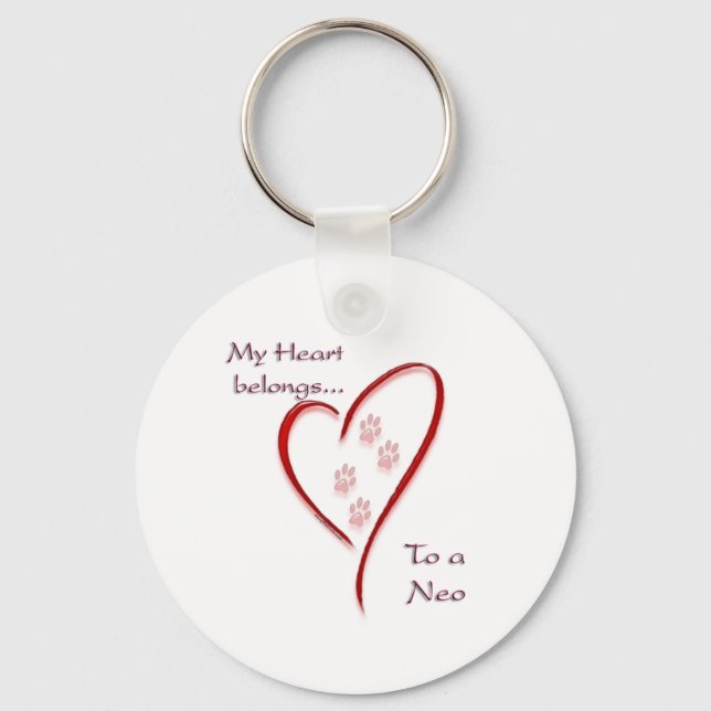 Neapolitan Mastiff Heart Belongs Key Ring (Front)