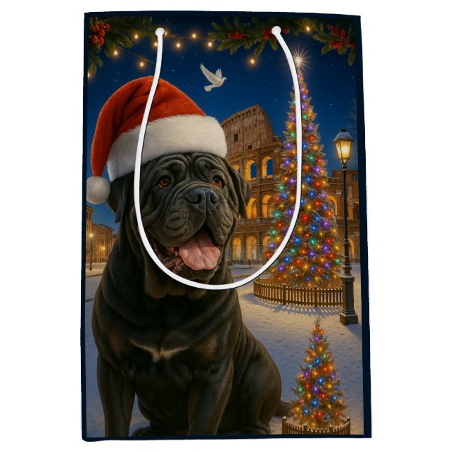 Neapolitan Mastiff Holiday Card Medium Gift Bag (Front)