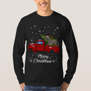 Neapolitan mastiff Riding Red Truck Merry Xmas Tre T-Shirt