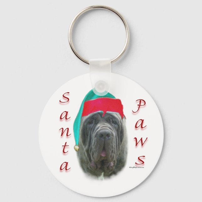 Neapolitan Mastiff Santa Paws Key Ring (Front)