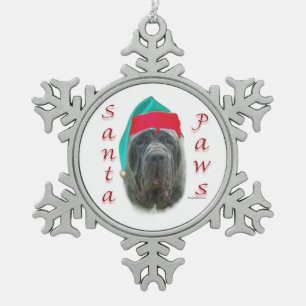 Neapolitan Mastiff Santa Paws Snowflake Pewter Christmas Ornament