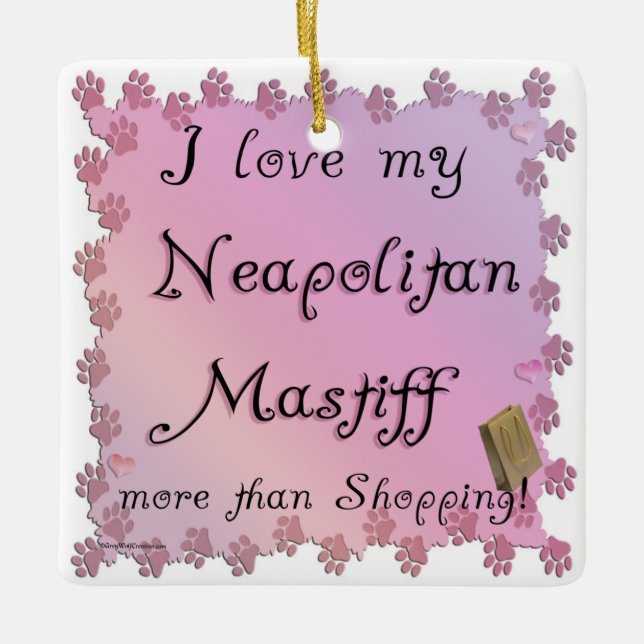 Neapolitan Mastiff Shopping Ceramic Ornament (Front)