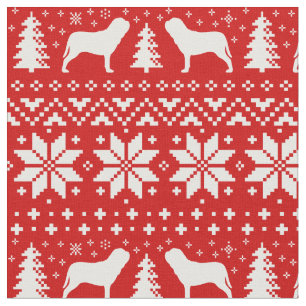 Neapolitan Mastiff Silhouettes Christmas Pattern Fabric