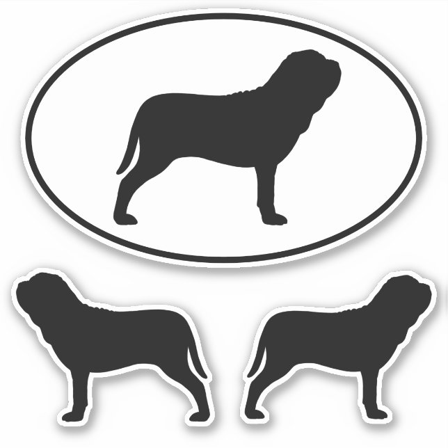 Neapolitan Mastiff Silhouettes Vinyl Sticker Set (Front)
