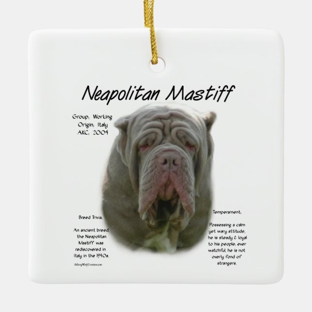 Neapolitan Mastiff (tawny) History Design Ceramic Ornament (Front)