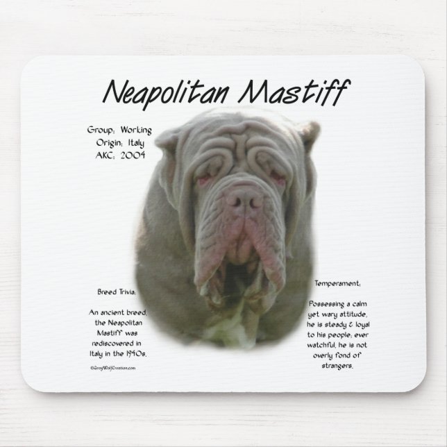 Neapolitan Mastiff (tawny) History Design Mouse Mat (Front)
