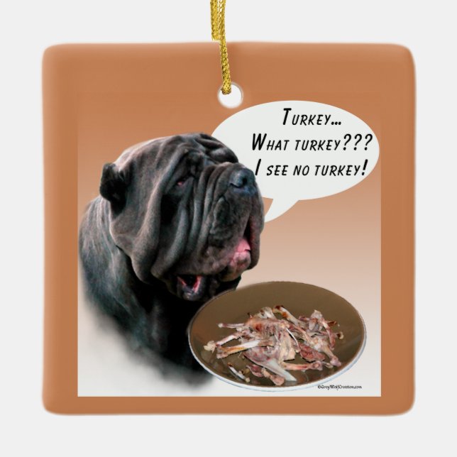 Neapolitan Mastiff Turkey Ceramic Ornament (Front)