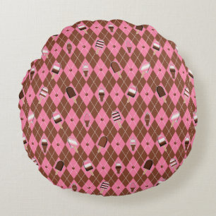 Neapolitan Stickers Argyle-16in ROUND PILLOW