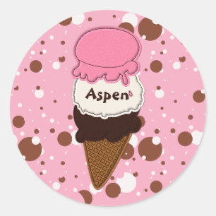 Neapolitan Stitched Cone 1-ROUND STICKERS