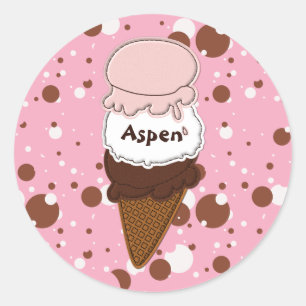Neapolitan Stitched Cone 3-ROUND STICKERS