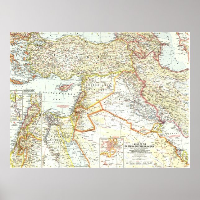 " Near East: 1959 - Mediterranean Countries map .. Poster (Front)