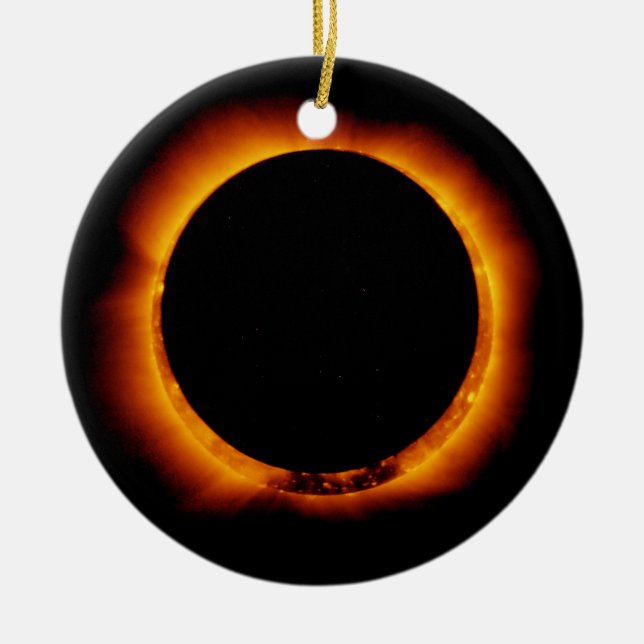 Near Total Solar Eclipse Ceramic Tree Decoration (Front)