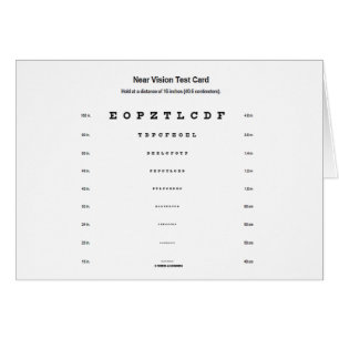 Near Vision Test Card (Visual Acuity Exam)