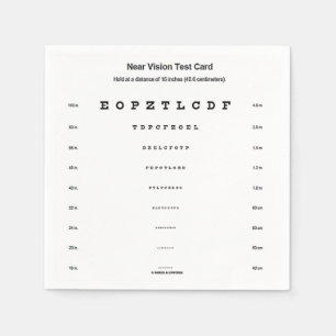 Near Vision Test Card Visual Acuity Exam Napkin